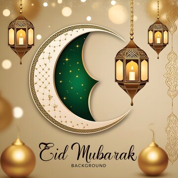 Eid Mubarak premium vector illustration with Islamic light luxury design. Arabic Ornamental Patterned Background.