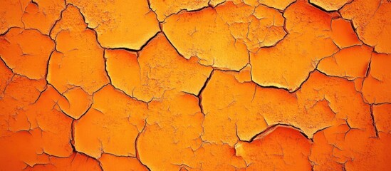 Aufkleber - Cracked orange paint texture background with detailed patterns and irregular shapes suitable for design applications Copy Space