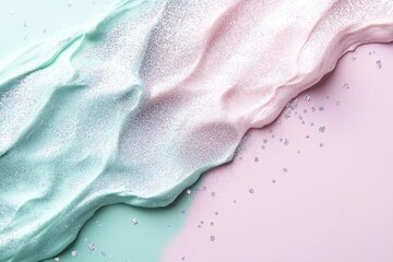 Poster - a smooth gradient of icy pastel shades blends mint green, pale blue, and lilac, featuring a frosted 