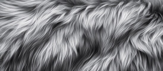 Aufkleber - Gray furry texture background close-up with soft, fluffy hairs and waves, suitable for various design applications, Copy Space.
