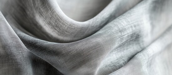 Aufkleber - Textured gray fabric draping with soft folds and natural light showcasing fabric detail and depth Copy Space