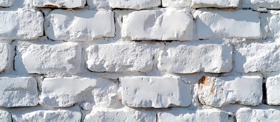 Aufkleber - White brick wall texture with rough surface and small imperfections suitable for background use and design projects Copy Space