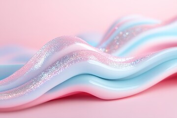 Poster - gentle curves of pastel pink and blue blend seamlessly, enhanced by glitter that adds a touch of ele