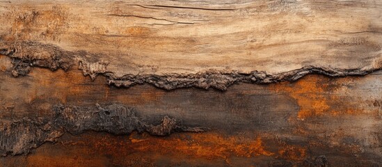 Aufkleber - Textured wooden surface with weathered layers and rust-like staining suitable for backgrounds or abstract designs Copy Space