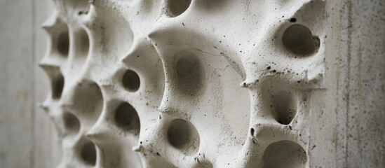 Aufkleber - Textured concrete wall with abstract holes and indentations suitable for modern architectural backgrounds and design elements Copy Space