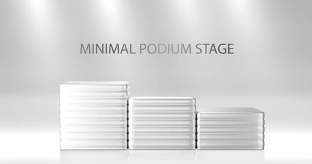 Poster - 3d podium with white metallic shine and square product on window light background. in minimalist des