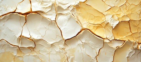 Aufkleber - Cracked and Peeling Paint Surface in Cream and Beige Tones Ideal for Textures and Backgrounds Copy Space