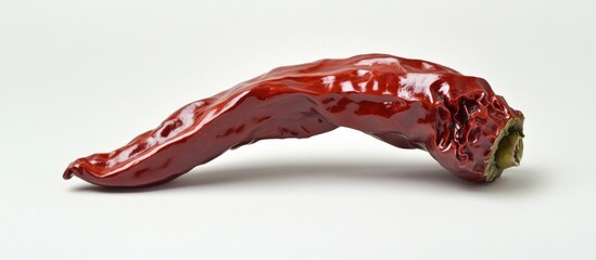 Poster - Dried red chili pepper isolated on white background with smooth surface and visible texture Copy Space