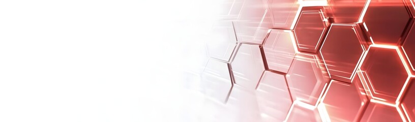 Fototapete - Abstract representation of interconnected hexagonal shapes with glowing edges in a modern digital design