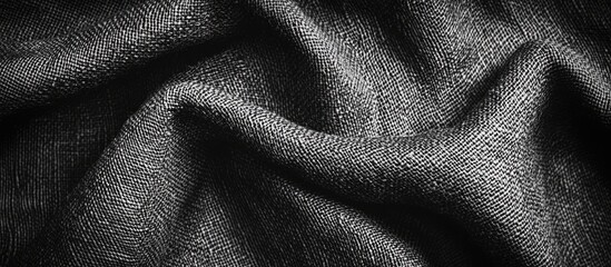 Aufkleber - Black textured fabric close-up with natural wrinkles and folds suitable for background or design purposes Copy Space