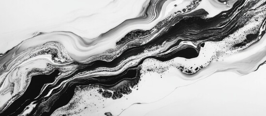 Aufkleber - Black and white abstract fluid art background with flowing shapes and textures for creative projects with Copy Space