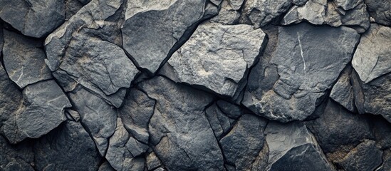 Aufkleber - Textured dark gray stone wall background with rugged, irregular rock surfaces and crevices suitable for various design applications Copy Space