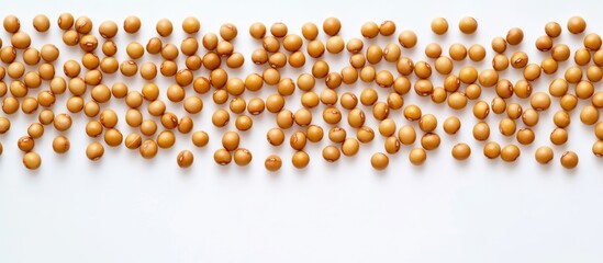 Aufkleber - Brown soybeans scattered on a white background with ample negative space for text placement Copy Space