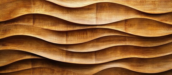 Poster - wavy wood paneling texture in warm brown tones ideal for backgrounds and surface design with copy sp