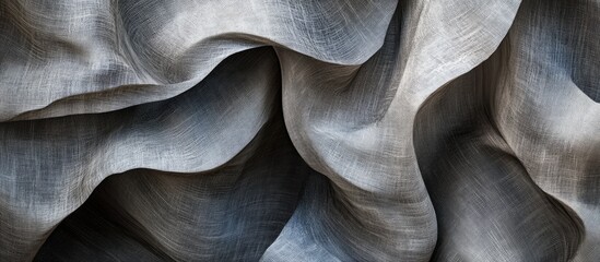 Aufkleber - Textured gray fabric with smooth, flowing folds and shadows creating a dramatic pattern suitable for background design and artistic applications. Copy Space