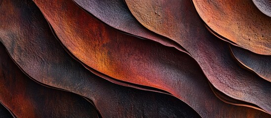 Aufkleber - Textured abstract background with wavy layers in rich warm colors of orange, red, and dark tones ideal for design applications Copy Space