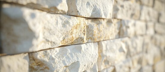 Poster - textured surface of natural stone wall with uneven layers and light reflecting off the edges ideal f