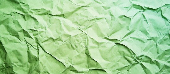 Poster - Crumpled textured green paper background with visible wrinkles and folds ideal for design purposes Copy Space