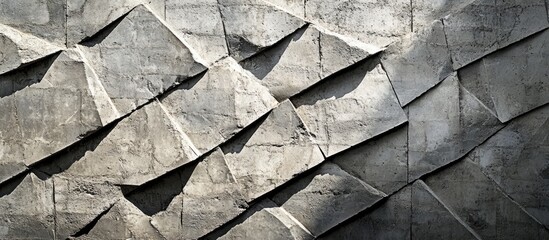 Aufkleber - Textured concrete wall with angular geometric patterns and shadows suitable for backgrounds or architectural designs Copy Space