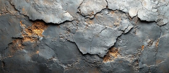 Poster - textured gray and rust wall with cracked and peeling surface for background or design use copy space