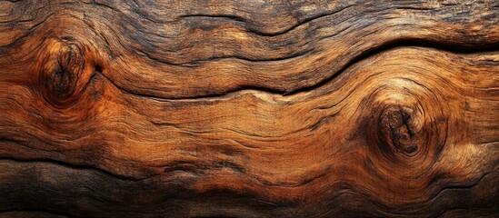 Aufkleber - Brown weathered wooden texture with knots and grain pattern suitable for background designs and natural themes Copy Space