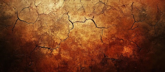 Poster - brown cracked earth texture background with uneven surface patterns suitable for various design appl