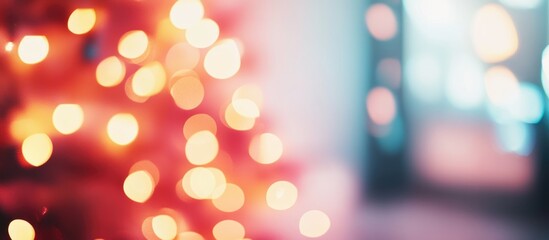 Aufkleber - christmas tree with blurred colorful lights in background and soft focus area for text placement cop