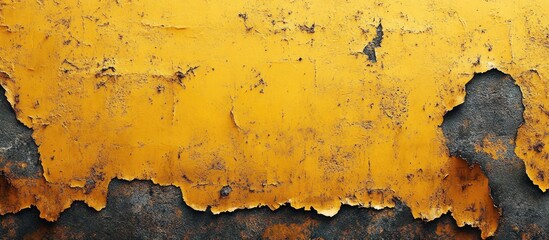 Poster - textured peeling paint on wall featuring yellow and gray tones with rough surface details and natura