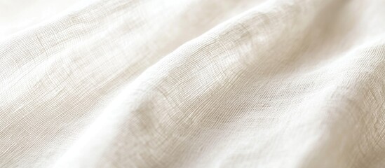 Aufkleber - Close-up of textured white linen fabric with soft folds and natural imperfections Copy Space