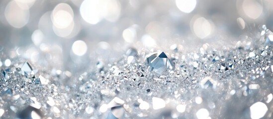 Aufkleber - Close-up view of sparkling diamonds and crystals with soft bokeh background glittering shine Copy Space