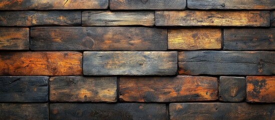 Aufkleber - Textured background of weathered dark wooden planks with natural color variations and grain patterns suitable for design applications Copy Space