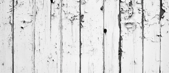 Aufkleber - Peeling white paint on wooden planks with texture details and visible grain pattern providing rustic background Copy Space