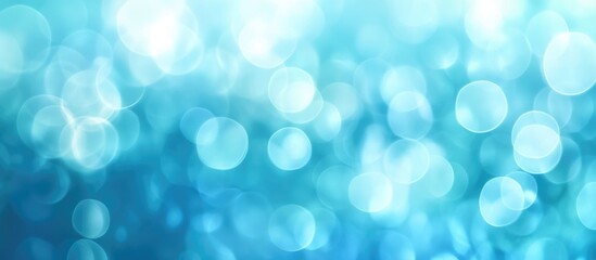 Poster - Blue bokeh background with soft circles of light in various sizes and a smooth gradient effect for abstract design with Copy Space