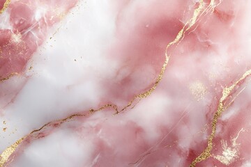 Poster - Rich red marble with delicate white and gold veining offers a luxurious aesthetic. Subtle blurring creates an elegant area perfect for text overlays or design elements