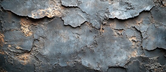 Aufkleber - Textured backdrop of weathered black and brown peeling paint on concrete surface with noticeable wear and damage suitable for backgrounds.
