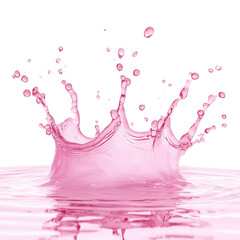 Poster - A vibrant pink liquid creates a crown-shaped splash with dynamic movement and a beautiful reflection on the surface.