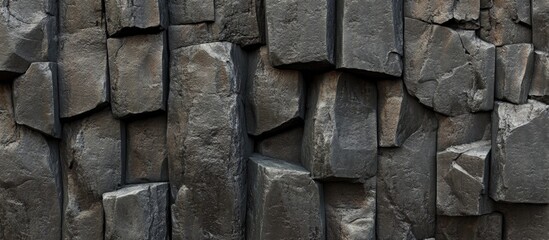 Poster - textured dark stone wall background with irregular rock shapes and surfaces ideal for architectural 