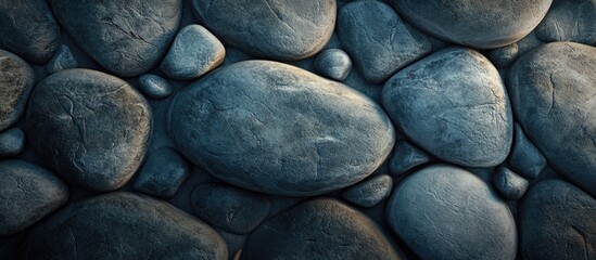 Aufkleber - Textured arrangement of smooth stones in various sizes and shades creating a natural background surface ideal for design projects Copy Space