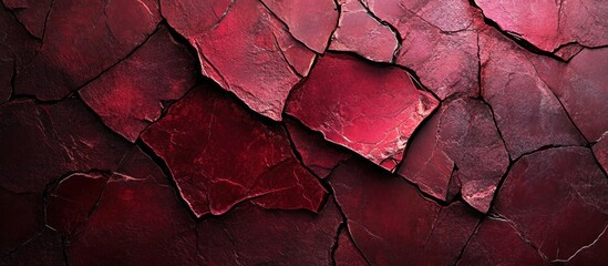 Aufkleber - Cracked red paint texture background with dark tones and intricate details suitable for various design applications Copy Space