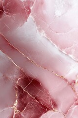 Poster - A luxurious red marble surface showcases subtle white and gold veining, softly blurred in areas to create an elegant backdrop ideal for stylish applications in design and decor