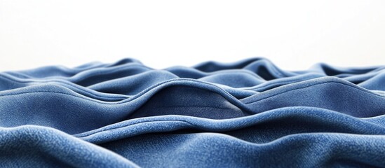 Aufkleber - Blue fabric texture with soft waves and folds against a neutral background suitable for product displays and design projects Copy Space