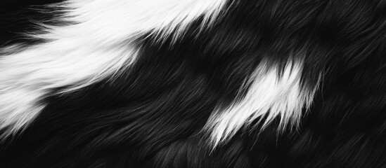 Aufkleber - Black and white fur texture background with soft hair patterns suitable for various design projects Copy Space