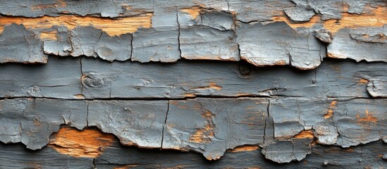 Aufkleber - Textured close-up of weathered blue and brown wooden surface with peeling paint and visible grain patterns Copy Space