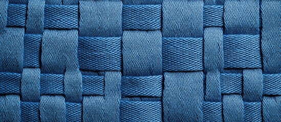 Aufkleber - Blue fabric texture with woven pattern close-up background and detailed textile structure for design Copy Space