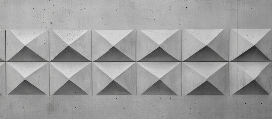 Poster - geometric textured concrete wall with triangular patterns in a row creating a modern architectural d