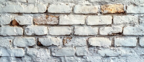 Aufkleber - Old weathered white brick wall texture with visible stains and imperfections suitable for background use Copy Space