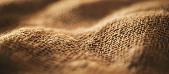 Aufkleber - Close-up of textured natural woven fabric in earthy brown tones with soft folds and lines ideal for background use Copy Space