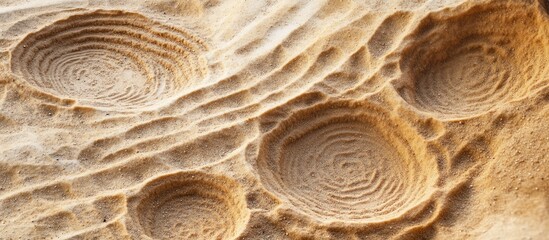 Poster - patterns of concentric circles in sandy terrain with texture details and natural light copy space