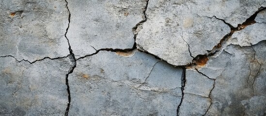 Aufkleber - Cracked concrete wall texture with visible fissures and weathered surface detail suitable for background use Copy Space