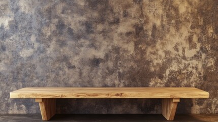 Poster - wooden table against textured wall with earthy tones providing ample copy space for text or graphics